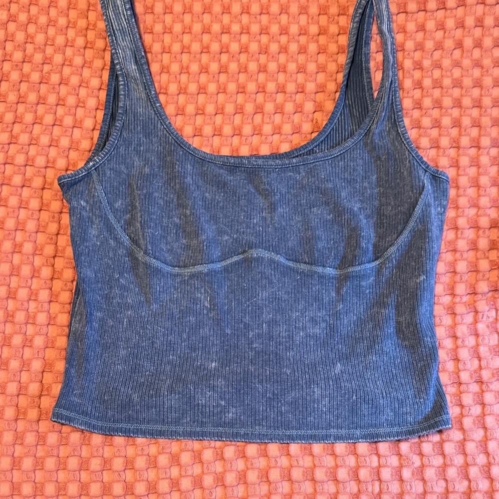 Wild Fable Denim Blue Ribbed Crop Top